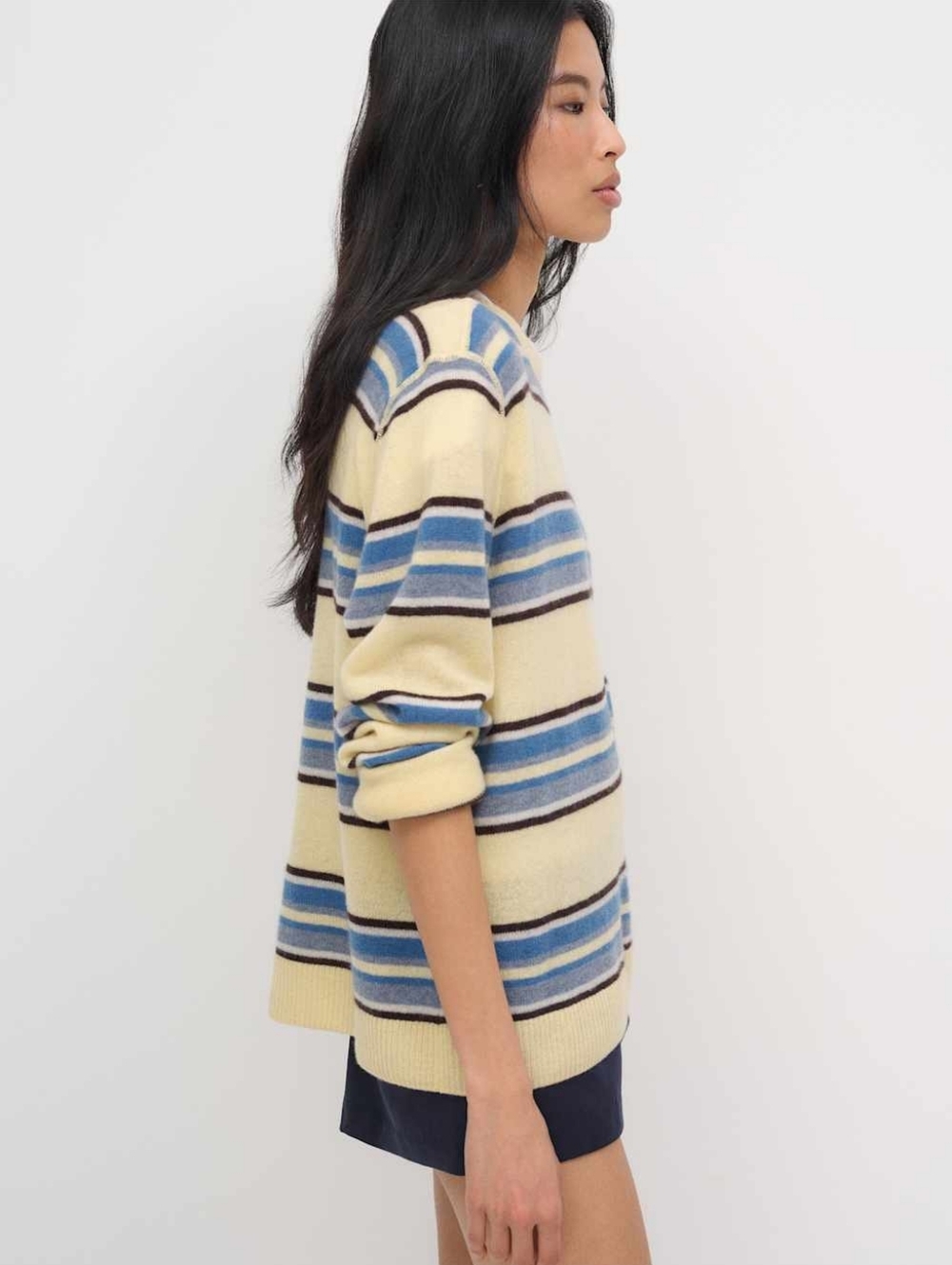 Cashmere Boyfriend Sweater Parmesan Multi Stripe - Picture 7 of 7